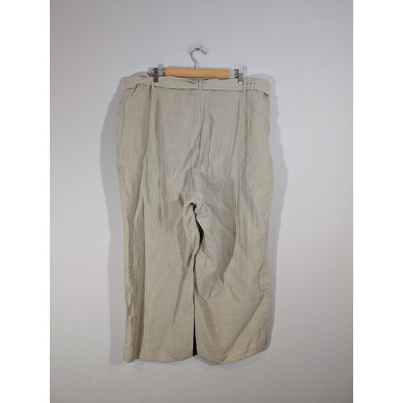 Soft Surroundings Pants Women Plus Sz 3X Tan High Rise Wide Leg Belted Trousers - Picture 2 of 8